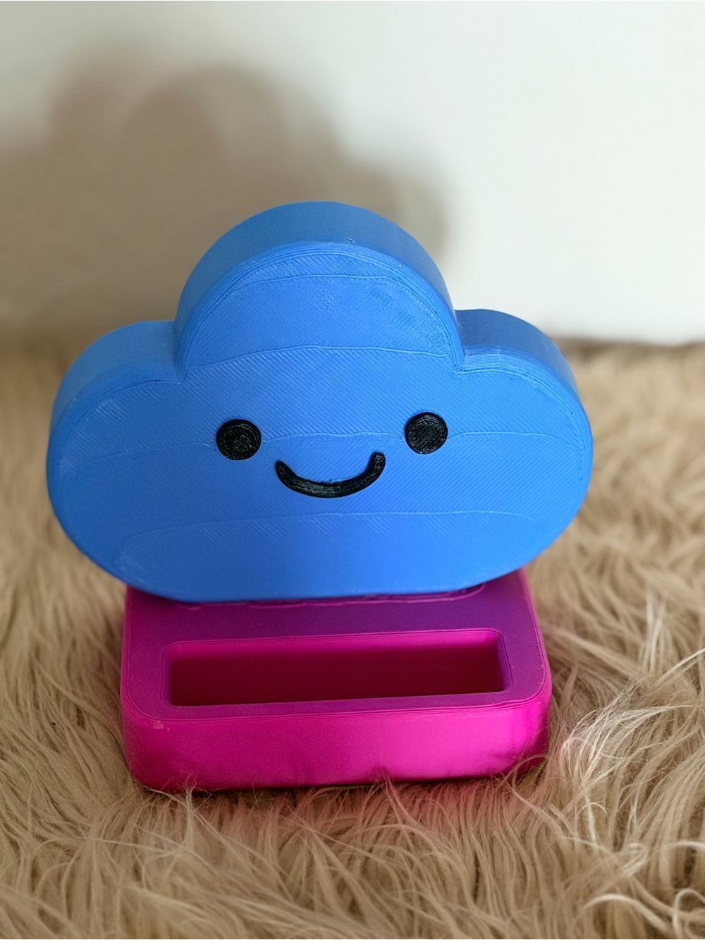 New 3D Blue Cloud on Pink base card holder